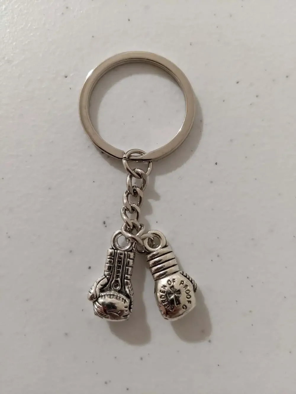 4/$20 Simple small boxing gloves boxer Charms Silver Keychain Cute Gift